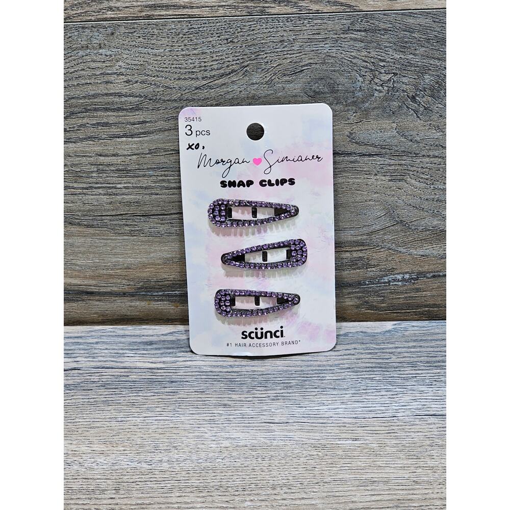 Scunci Morgan Simianer Purple Rhinestone Hair Clips, 3-Pieces
